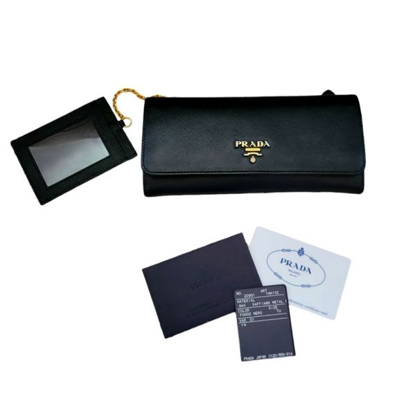 Prada Handbags - PRADA Saffiano Leather Black Wallet with ID Case